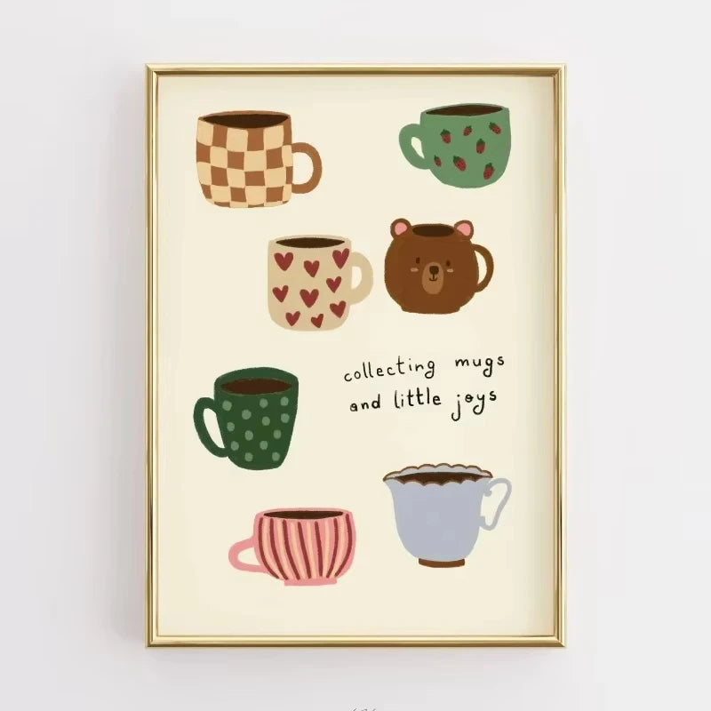 Funny Kitchen Quote Poster Retro Food Illustration Canvas Painting Print Coffee Lover Wall Art Picture Modern Kitchen Home Decor