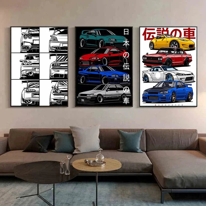 Racing Car Posters Fast and Furious Sport Cars Canvas Painting Racer Motorsport Livingroom Wall Art Printed Picture Home Decor