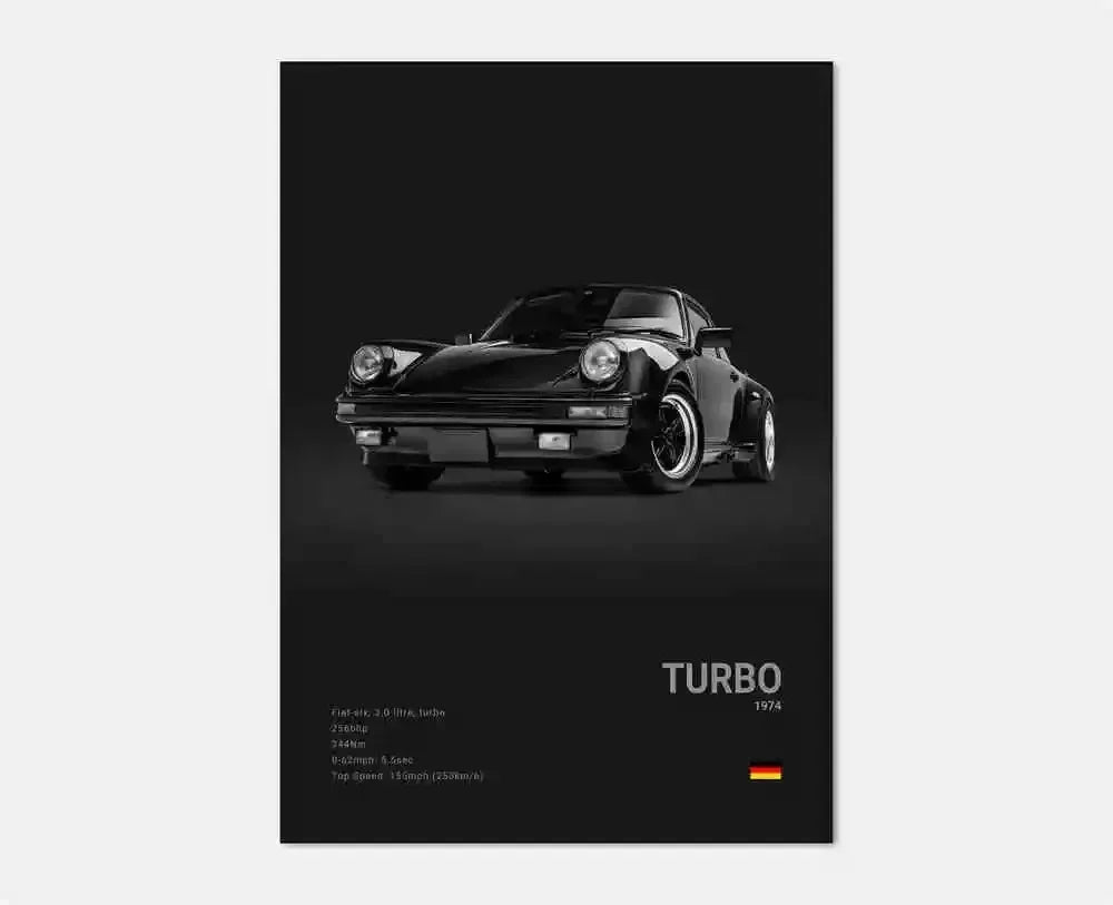 Canvas Print for Wall Art Garage Room Decor Pop Black and White Germany Luxury Super Sport Car Poster Aesthetic 911 GT3 RS Turbo