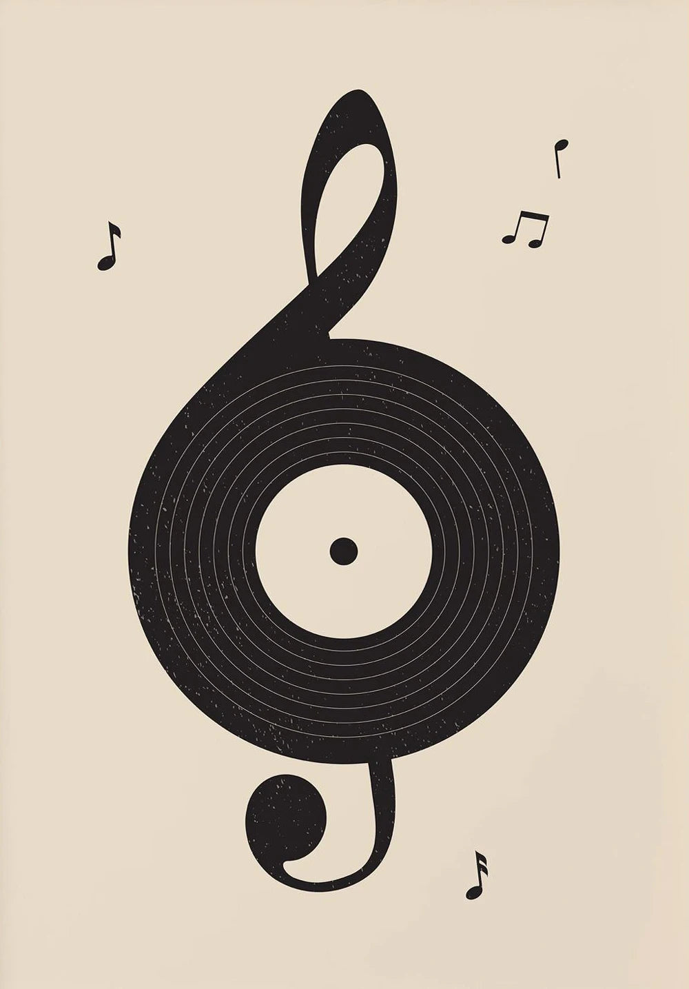 Cartoon Abstract Simple Black and White Music Vinyl Record Poster Canvas Paint Prints Art Pictures Room Home Wall Decor Gift