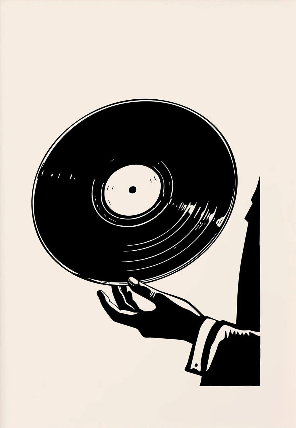 Cartoon Abstract Simple Black and White Music Vinyl Record Poster Canvas Paint Prints Art Pictures Room Home Wall Decor Gift