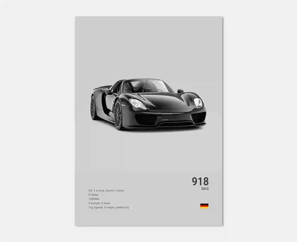 Canvas Print for Wall Art Garage Room Decor Pop Black and White Germany Luxury Super Sport Car Poster Aesthetic 911 GT3 RS Turbo