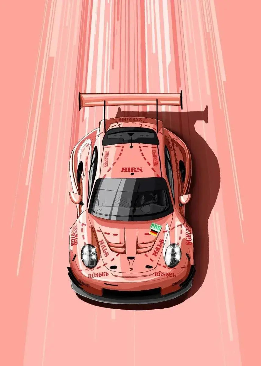 Modern Racing Car Canvas Wall Art  Cartoon Racer Poster for Boys Room Living Room Decor  Aesthetic Motorsport Prints for Home De