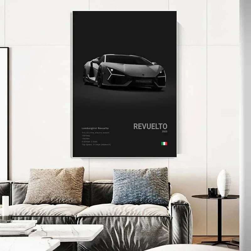 Black and White Porsche Posters and Prints Modern Cool Sports Car Canvas Painting Wall Art Pictures Home Bar Room Decoration