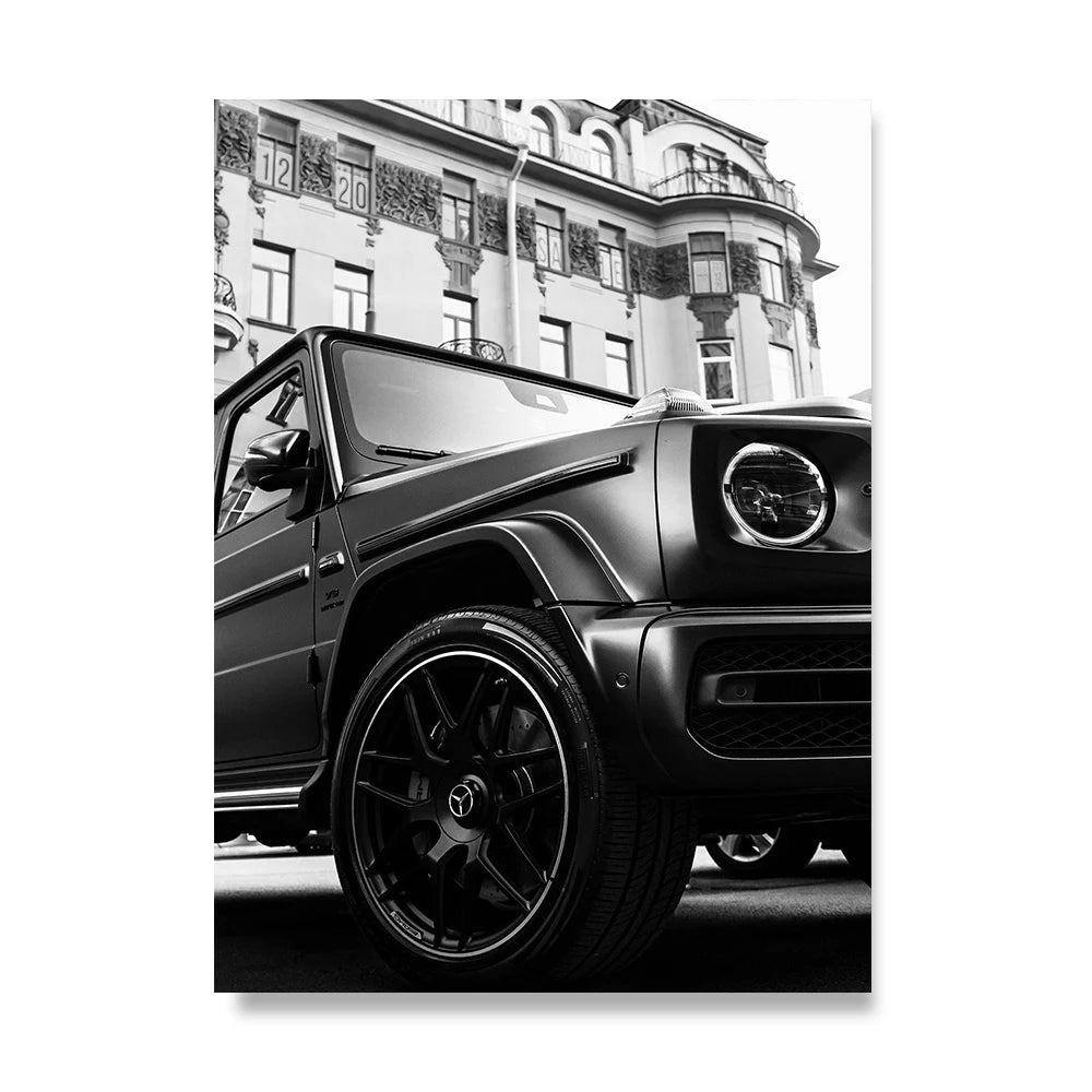 Large Fashion Luxury Car Wall Art Simple Black and White Supercar HD Canvas Poster Prints Home Living Room Decoration No Frame