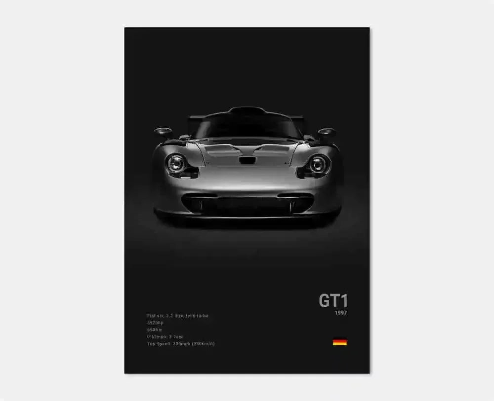 Canvas Print for Wall Art Garage Room Decor Pop Black and White Germany Luxury Super Sport Car Poster Aesthetic 911 GT3 RS Turbo