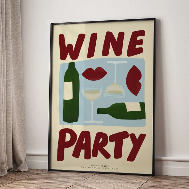 Modern Bonjour Mon Amour Quotes Wine Party Wall Art Prints Canvas Painting Abstract Posters Pictures For Living Room Home Decor