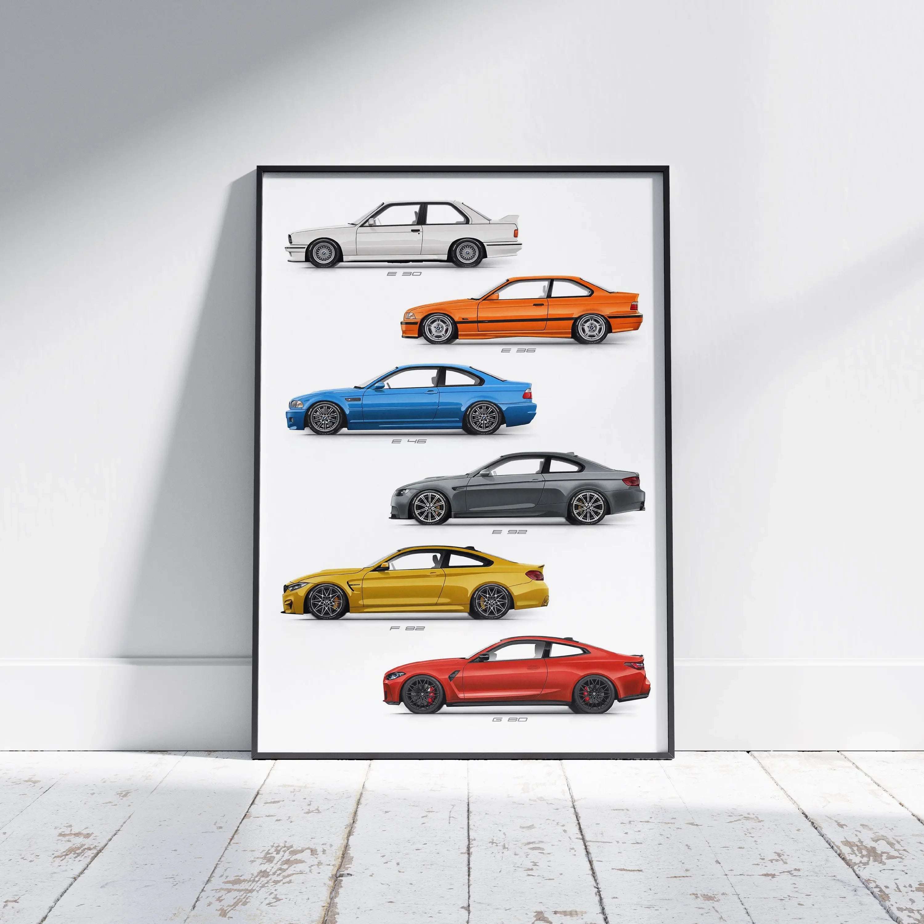 Vintage Car E30 E36 E46 E92 F82 G80 Generation Wall Art Poster Print Canvsa Painting Bedroom Home Decoration Gift for Car Lover