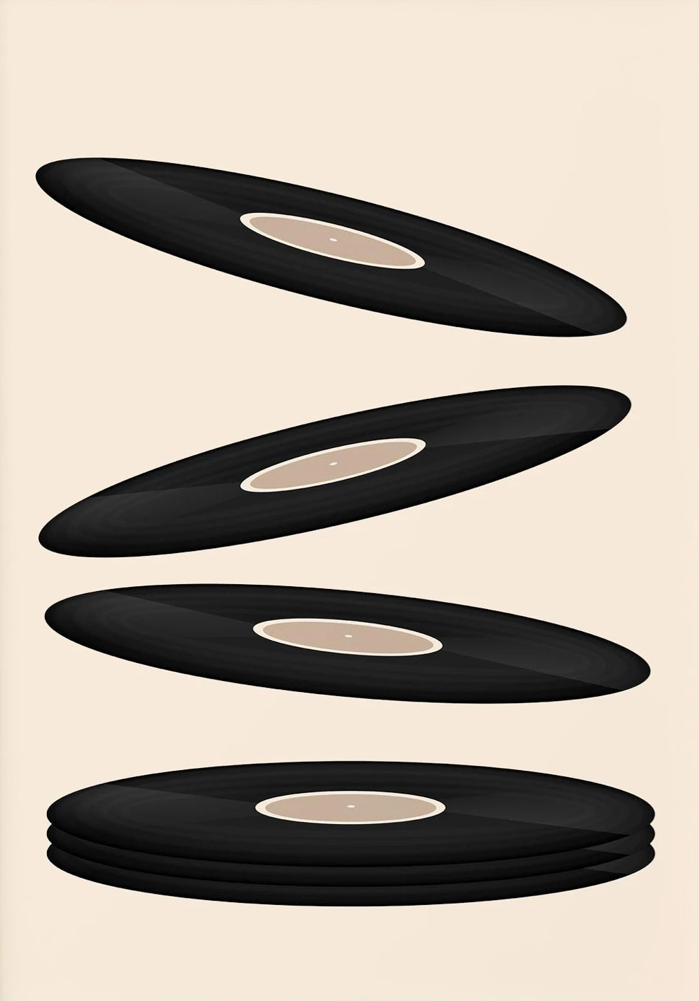 Cartoon Abstract Simple Black and White Music Vinyl Record Poster Canvas Paint Prints Art Pictures Room Home Wall Decor Gift