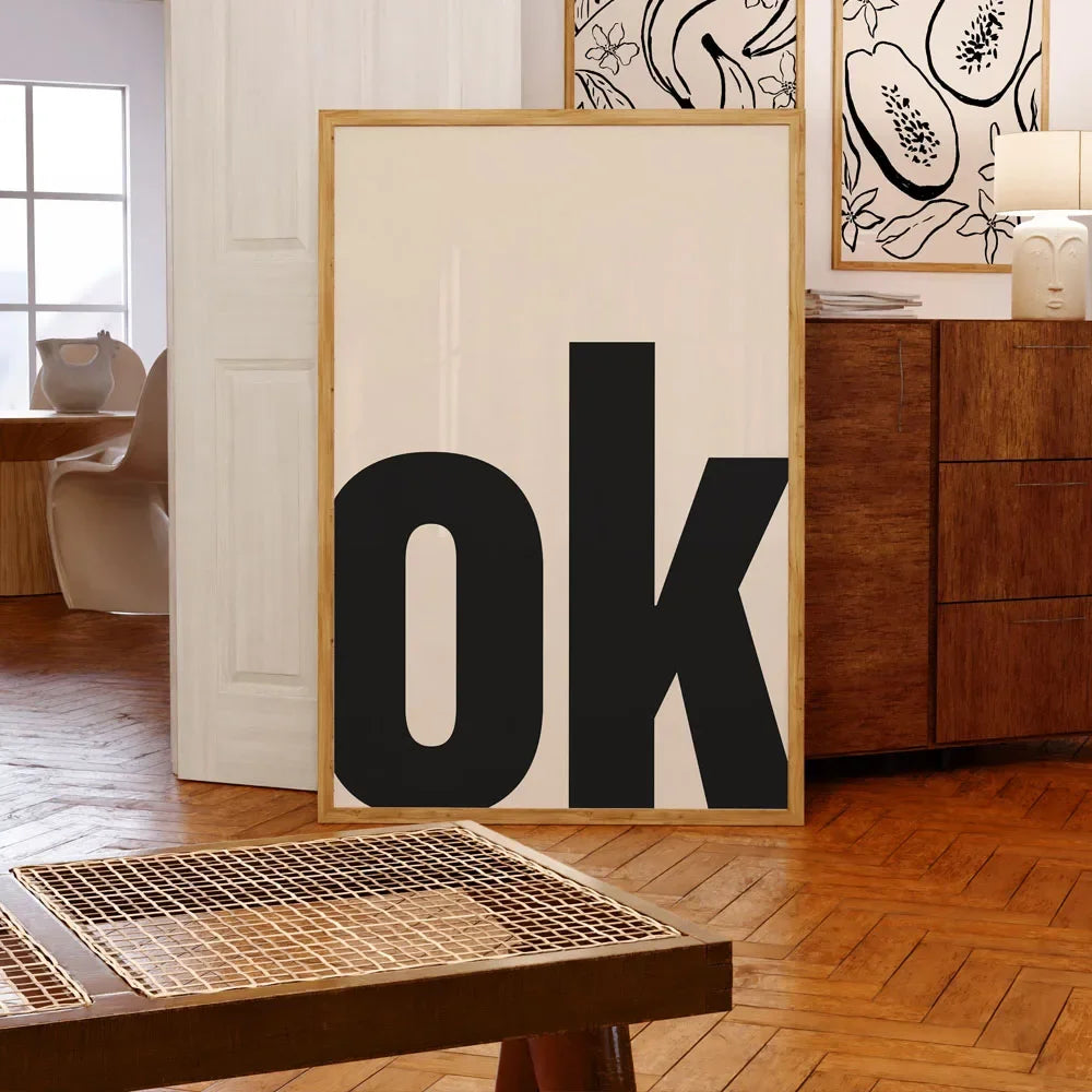 Modern Text OH HI OK Poster Prints Motivational Quote Canvas Painting Wall Art Picture for Study Studio Living Room Home Decor