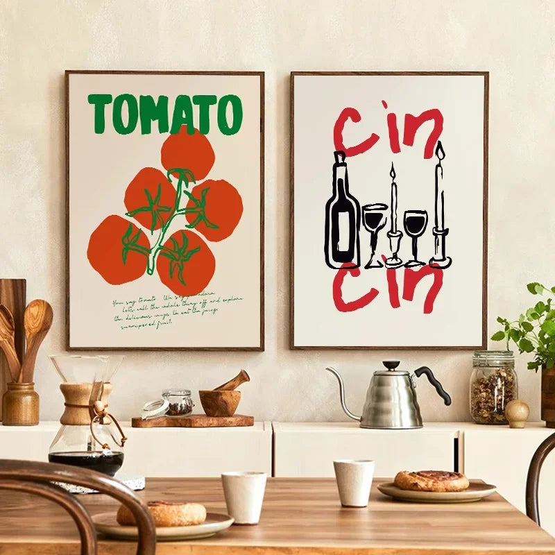 Modern Kitchen Art Wine Coffee Afternoon Tea Delicious Food Posters Canvas Paintings Wall Art HD Pictures Bar Club Home Decor