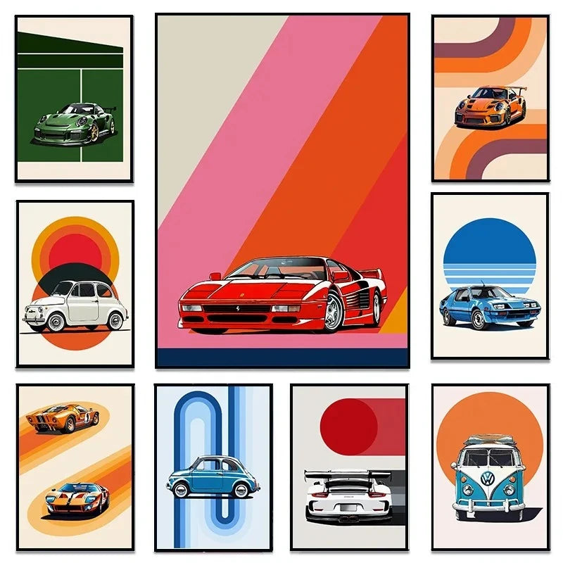 Abstract Colorful Famous Luxury Car Sports Car Posters and Prints Canvas Printing Wall Art Picture for Living Room Home Decor