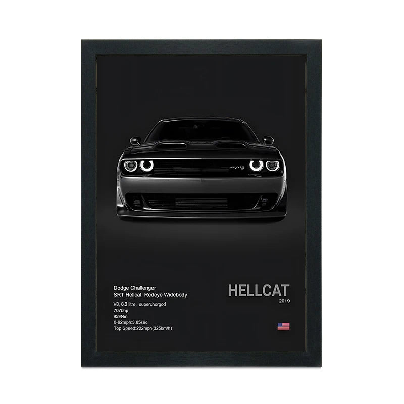 Canvas Painting Wall Art Classic Retro Car Poster and A4 Black Photo Frame 21x30CM Canvas Print Home Decoration Pictures