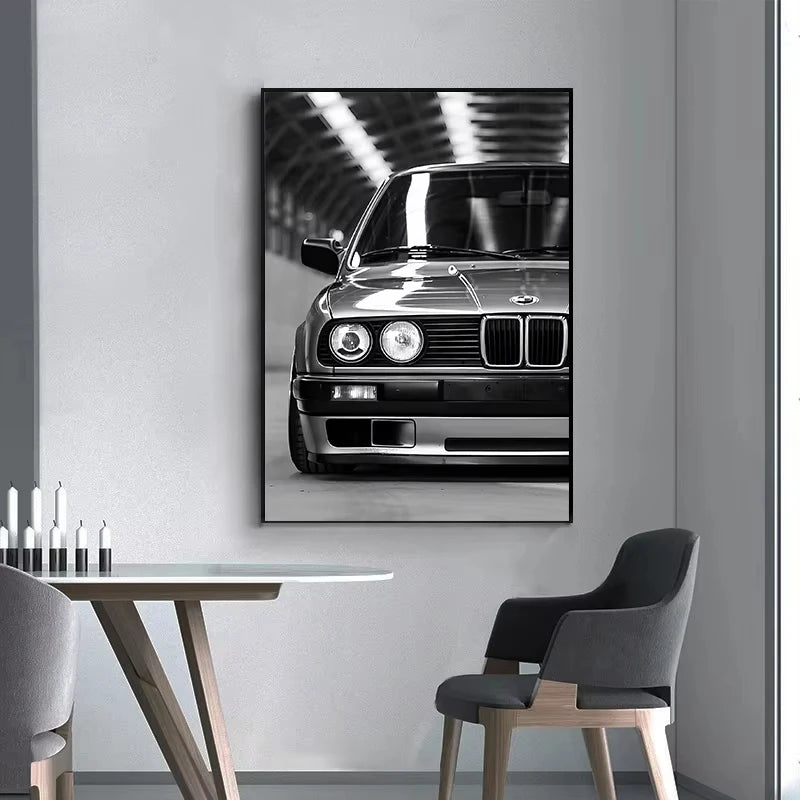 Large Fashion Luxury Car Wall Art Simple Black and White Supercar HD Canvas Poster Prints Home Living Room Decoration No Frame