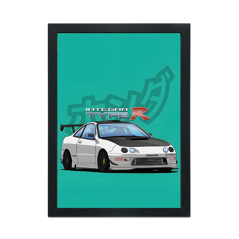 Canvas Painting Wall Art Classic Retro Car Poster and A4 Black Photo Frame 21x30CM Canvas Print Home Decoration Pictures