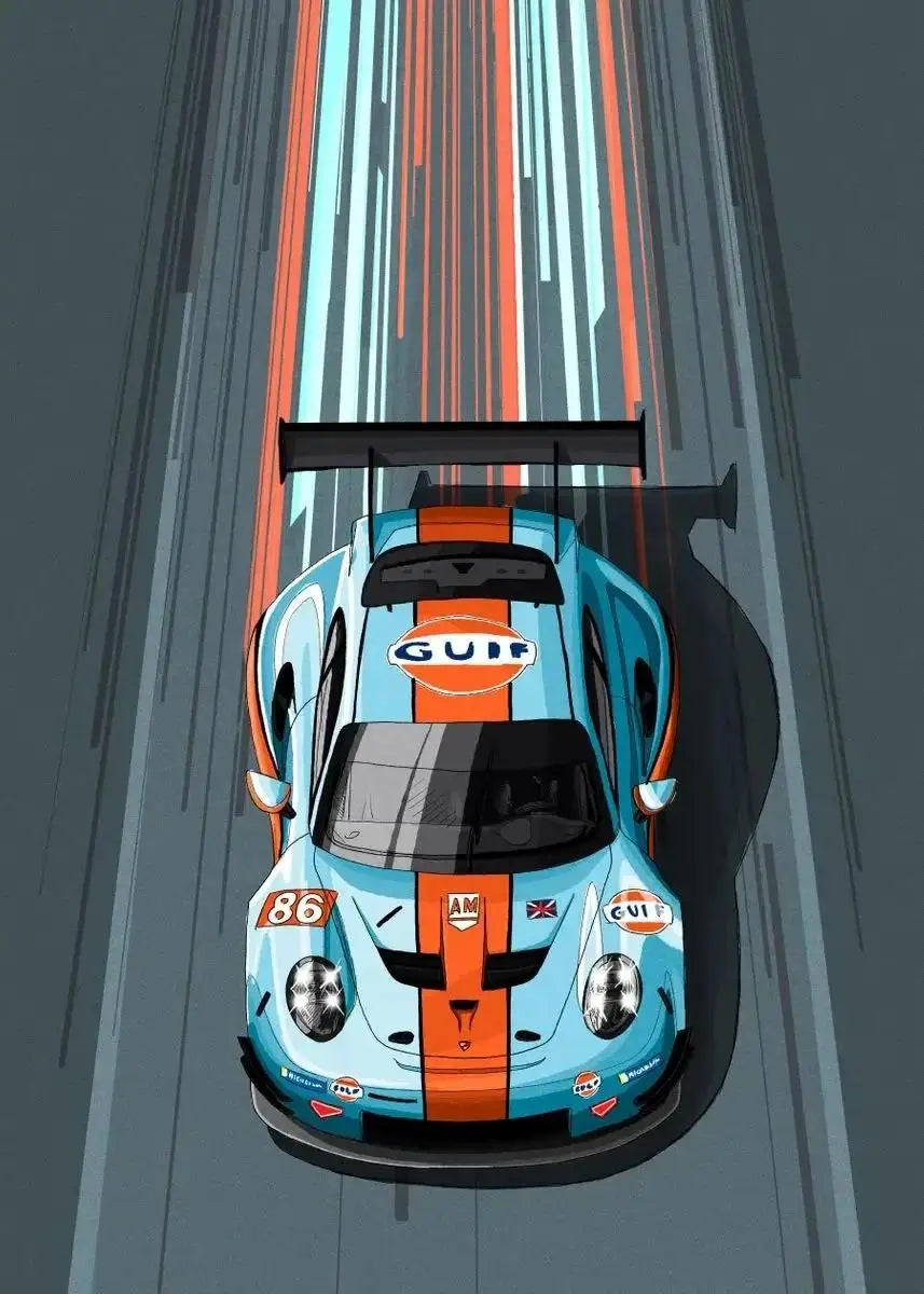 Modern Racing Car Canvas Wall Art  Cartoon Racer Poster for Boys Room Living Room Decor  Aesthetic Motorsport Prints for Home De