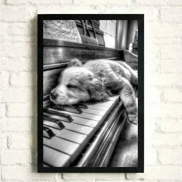 Flowers Music Posters and Prints Canvas Painting Black and White Piano with Wall Art Women Pictures for Living Room Home Decor