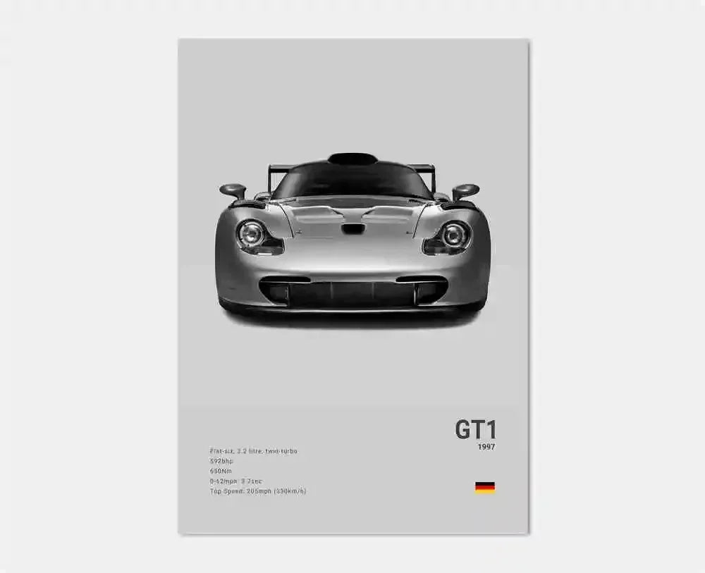 Canvas Print for Wall Art Garage Room Decor Pop Black and White Germany Luxury Super Sport Car Poster Aesthetic 911 GT3 RS Turbo