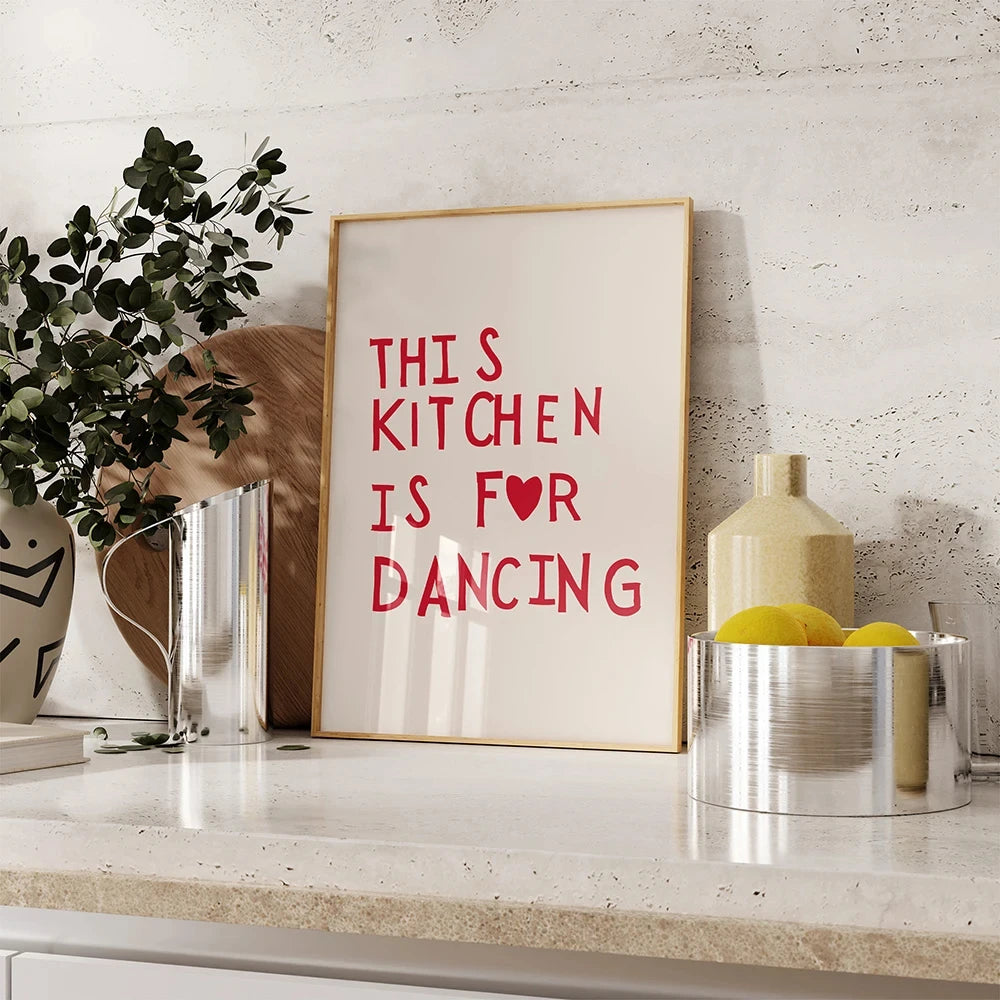 Aesthetic Kitchen Cute Cooking Wall Art Picture Nordic Canvas Painting Restaurant Decor Minimalist Heart Red Quote Poster Prints