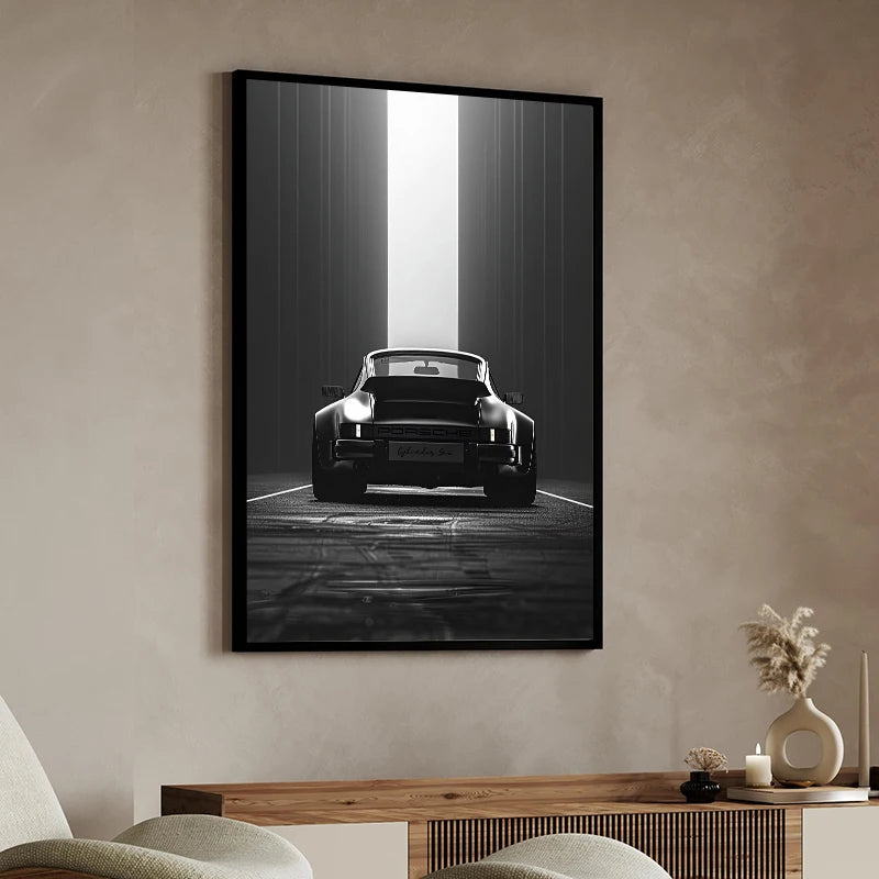 Black and White Luxury Car Art Poster Poster Canvas Painting Print Home Living Room Bedroom Entrance Bar Cafe Art Decoration
